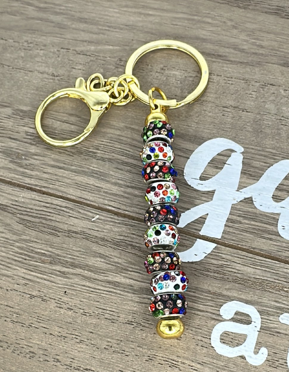 Black and White Colorful Beaded Key Chain