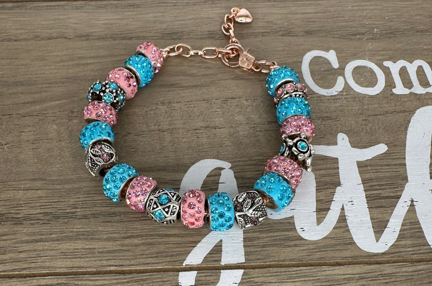 Pink and Blue Charm Bracelet