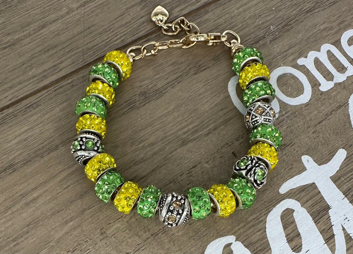 Green and Yellow Charm Bracelet