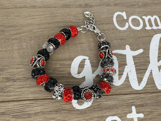 Red and Black Charm Bracelet