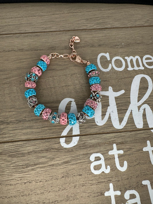 Pink and Blue Charm Bracelet