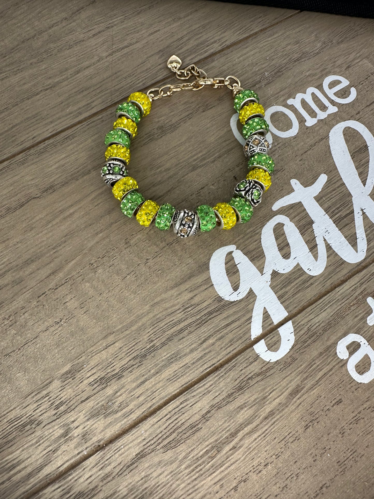 Green and Yellow Charm Bracelet